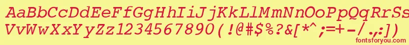 Czcionka CourierNormalItalic – czerwone czcionki na żółtym tle