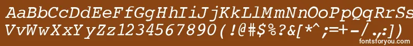 Czcionka CourierNormalItalic – białe czcionki na brązowym tle