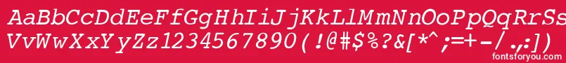 CourierNormalItalic Font – White Fonts on Red Background