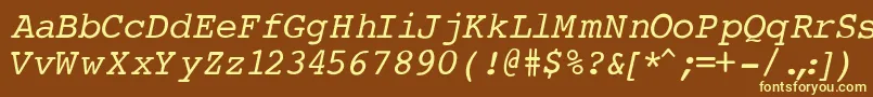 CourierNormalItalic Font – Yellow Fonts on Brown Background