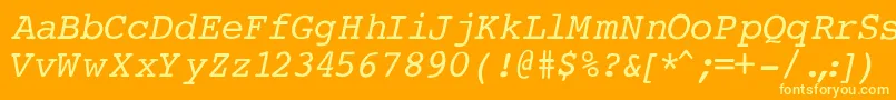 CourierNormalItalic Font – Yellow Fonts on Orange Background