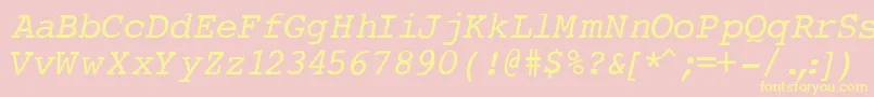 CourierNormalItalic Font – Yellow Fonts on Pink Background