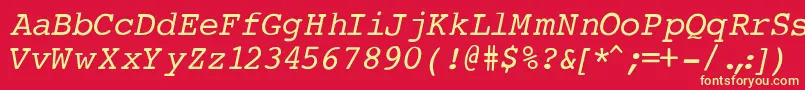 Czcionka CourierNormalItalic – żółte czcionki na czerwonym tle