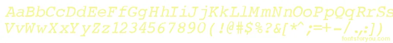 CourierNormalItalic Font – Yellow Fonts on White Background