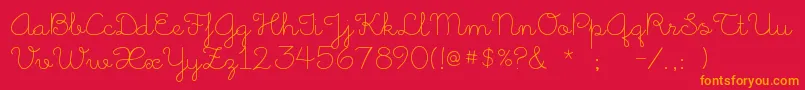 フォントLittleDaysAlt – 赤い背景にオレンジの文字