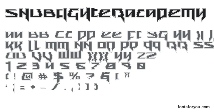 Czcionka SnubfighterAcademy – alfabet, cyfry, specjalne znaki