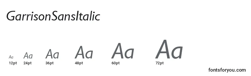 GarrisonSansItalic Font Sizes