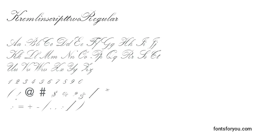 KremlinscripttwoRegular-fontti – aakkoset, numerot, erikoismerkit