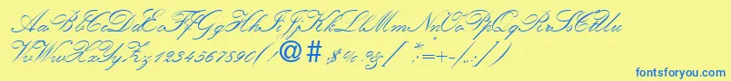 KremlinscripttwoRegular Font – Blue Fonts on Yellow Background