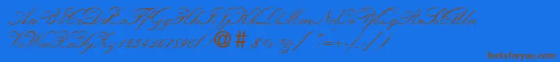 KremlinscripttwoRegular Font – Brown Fonts on Blue Background