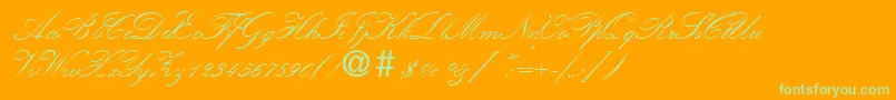 KremlinscripttwoRegular Font – Green Fonts on Orange Background