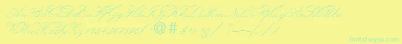 KremlinscripttwoRegular Font – Green Fonts on Yellow Background