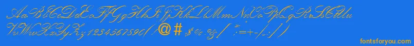 KremlinscripttwoRegular Font – Orange Fonts on Blue Background