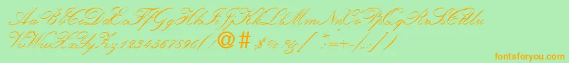 KremlinscripttwoRegular Font – Orange Fonts on Green Background