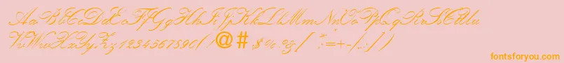 KremlinscripttwoRegular Font – Orange Fonts on Pink Background