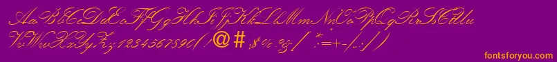 KremlinscripttwoRegular Font – Orange Fonts on Purple Background