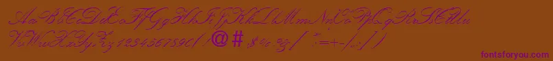 KremlinscripttwoRegular Font – Purple Fonts on Brown Background