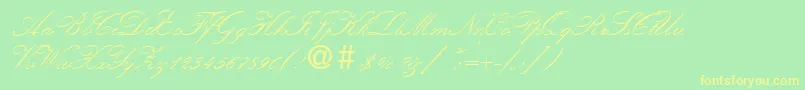 KremlinscripttwoRegular Font – Yellow Fonts on Green Background