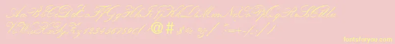 KremlinscripttwoRegular Font – Yellow Fonts on Pink Background