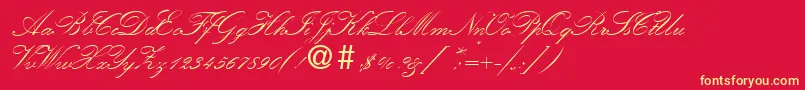 KremlinscripttwoRegular Font – Yellow Fonts on Red Background