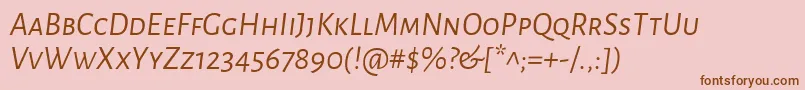 フォントAlegreyasansscItalic – ピンクの背景に茶色のフォント