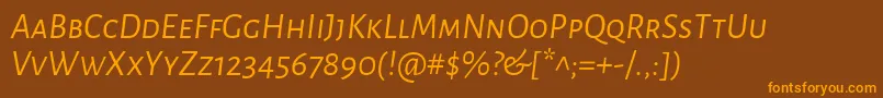 Czcionka AlegreyasansscItalic – pomarańczowe czcionki na brązowym tle