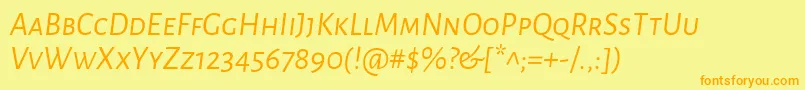 AlegreyasansscItalic Font – Orange Fonts on Yellow Background