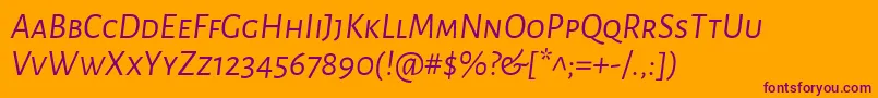 AlegreyasansscItalic Font – Purple Fonts on Orange Background