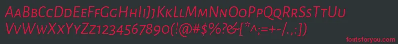 AlegreyasansscItalic Font – Red Fonts on Black Background