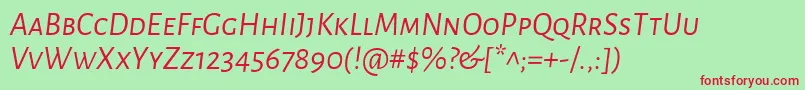 AlegreyasansscItalic Font – Red Fonts on Green Background
