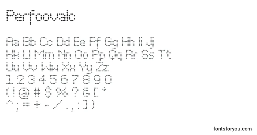 Czcionka Perfoovalc – alfabet, cyfry, specjalne znaki