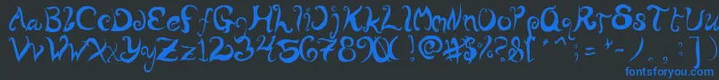 Wurly Font – Blue Fonts on Black Background