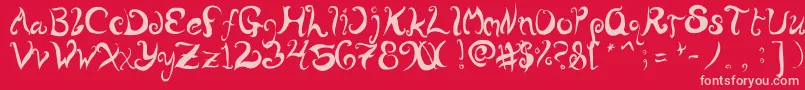Wurly Font – Pink Fonts on Red Background