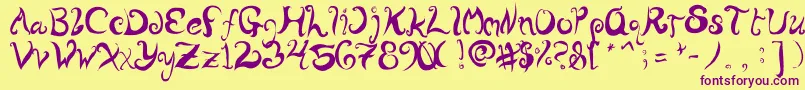 Wurly Font – Purple Fonts on Yellow Background