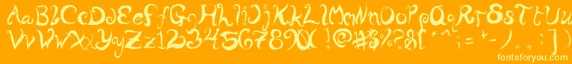 Wurly Font – Yellow Fonts on Orange Background