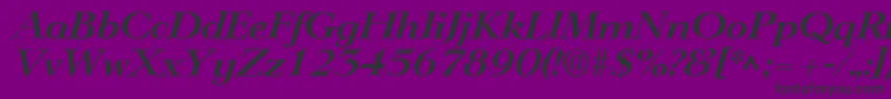 Czcionka LingwoodBoldItalic – czarne czcionki na fioletowym tle