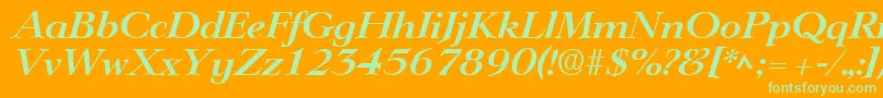 LingwoodBoldItalic-Schriftart – Grüne Schriften auf orangefarbenem Hintergrund