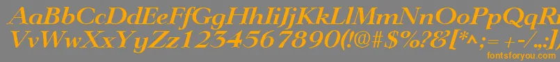 フォントLingwoodBoldItalic – オレンジの文字は灰色の背景にあります。