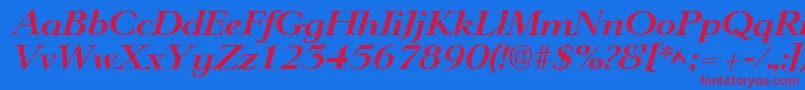 LingwoodBoldItalic Font – Red Fonts on Blue Background