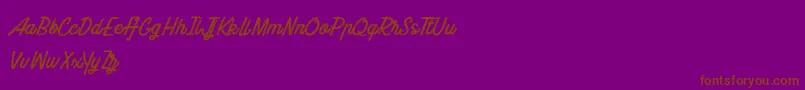 フォントBluelineParadise – 紫色の背景に茶色のフォント