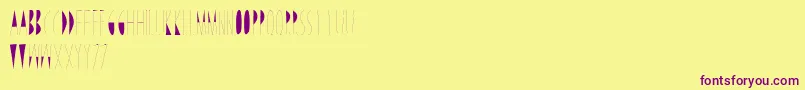 Fonte LineAndDraw – fontes roxas em um fundo amarelo