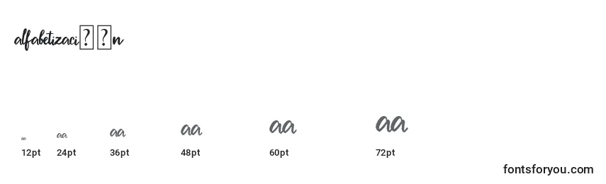 Размеры шрифта AlfabetizaciРІn