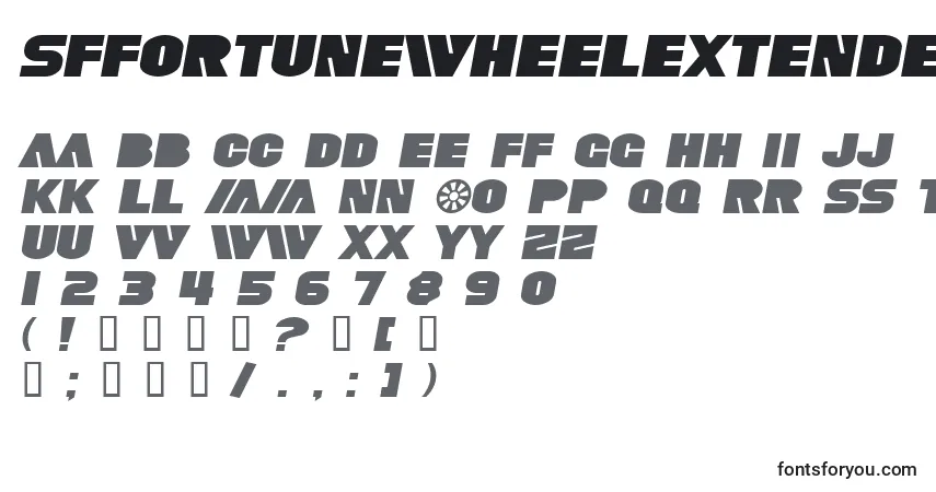 Czcionka SfFortuneWheelExtendedItalic – alfabet, cyfry, specjalne znaki