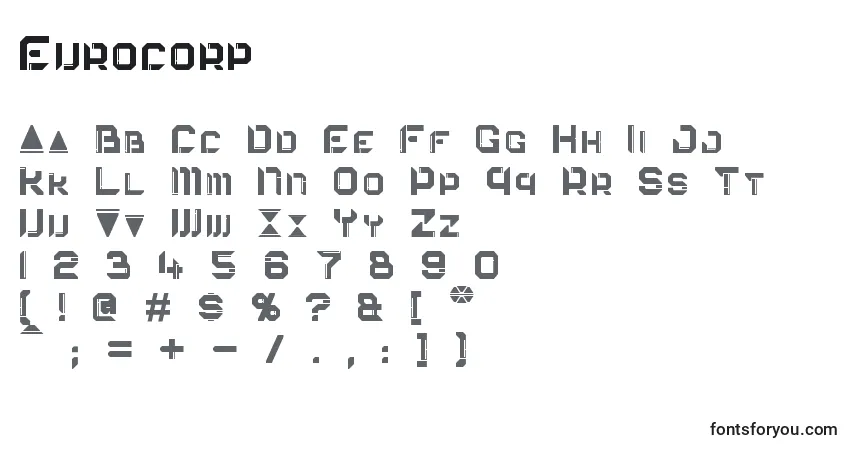 Шрифт Eurocorp – алфавит, цифры, специальные символы