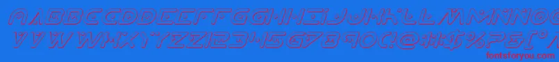 Planetxcompact3Dital-Schriftart – Rote Schriften auf blauem Hintergrund