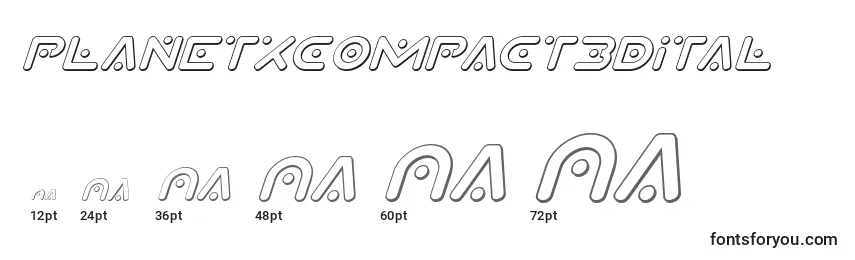 sizes of planetxcompact3dital font, planetxcompact3dital sizes