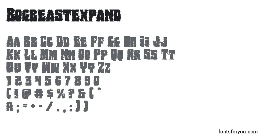 Czcionka Bogbeastexpand – alfabet, cyfry, specjalne znaki