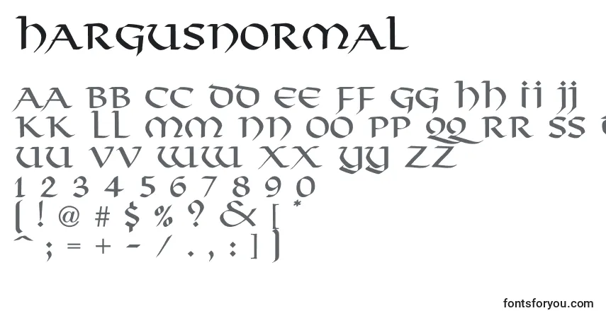 A fonte HargusNormal – alfabeto, números, caracteres especiais