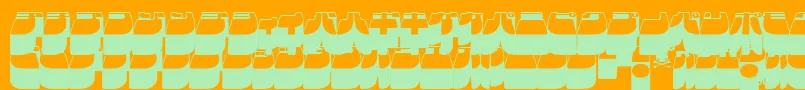 Frigkat3-Schriftart – Grüne Schriften auf orangefarbenem Hintergrund