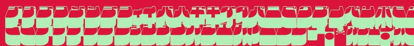 Frigkat3-Schriftart – Grüne Schriften auf rotem Hintergrund